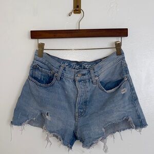 Free People Distressed Light Blue Denim Cutoff Shorts